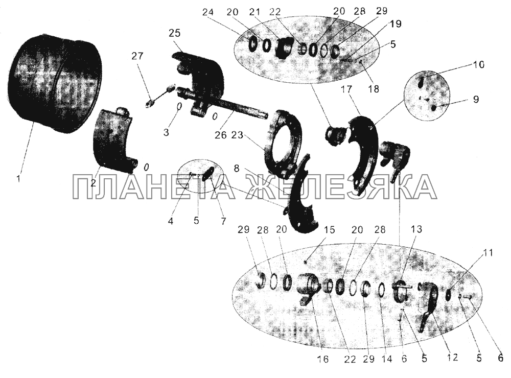 Тормозной механизм заднего моста 102-2400012 (до 2000 года) МАЗ-103 (2005)